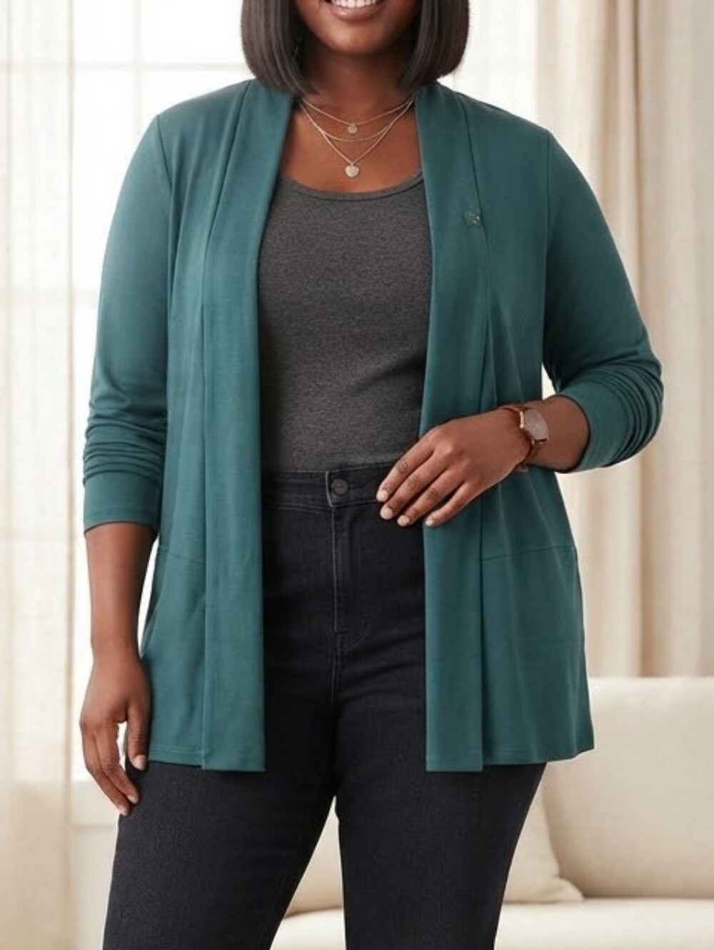 L.L. Bean Teal Open-Front Women’s Cardigan